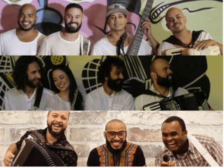 Forró Ipanema, Pé De Moleque e Trio Malaquias (de cima para baixo) animam quintas-feiras de dezembro com shows no Sesc Santo André