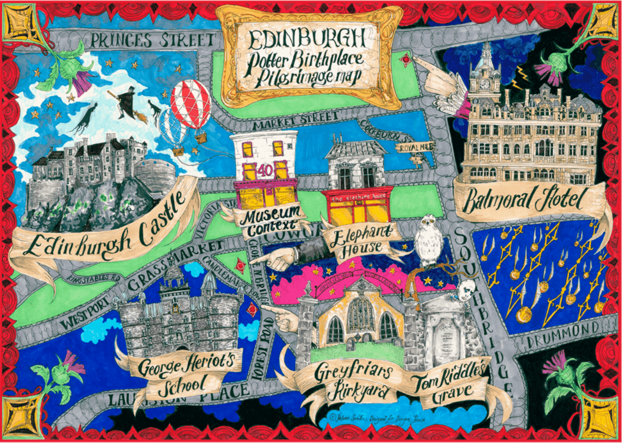 Mapa mostra lugares que fãs de Harry Potter vão amar visitar em Edimburgo, capital da Escócia