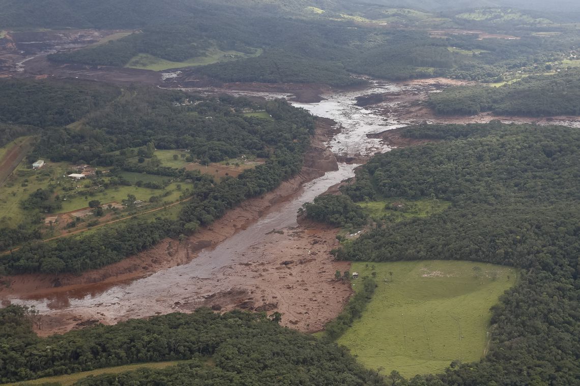 Região atingida pelo rompimento da barragem da Vale em Brumadinho, Minas Gerais.