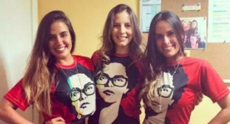 Carolina (à esquerda), do ‘BBB 19’, postou foto com camiseta de Dilma Rousseff