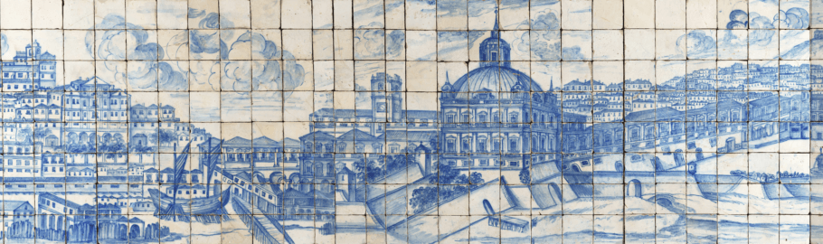 Obra “Grande panorama de Lisboa”, por Gabriel del Barco, de 1.700, exposta no Museu Nacional do Azulejo