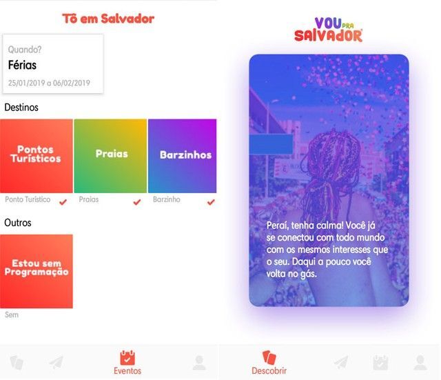 Tela do aplicativo “Tô em Salvador”