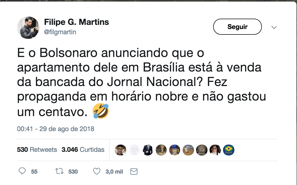 Filipe Martins ajudava na campanha de Bolsonaro, hoje é seu assessor para assuntos internacionais 