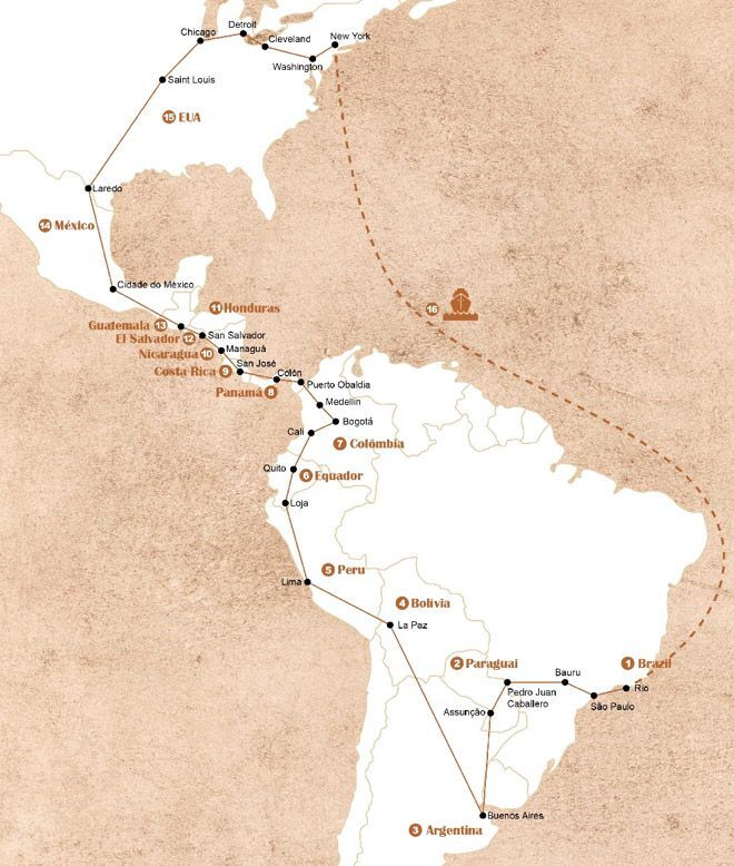 Trio passou por 15 países; triou rodou 28 mil km entre o Rio de Janeiro e Nova York