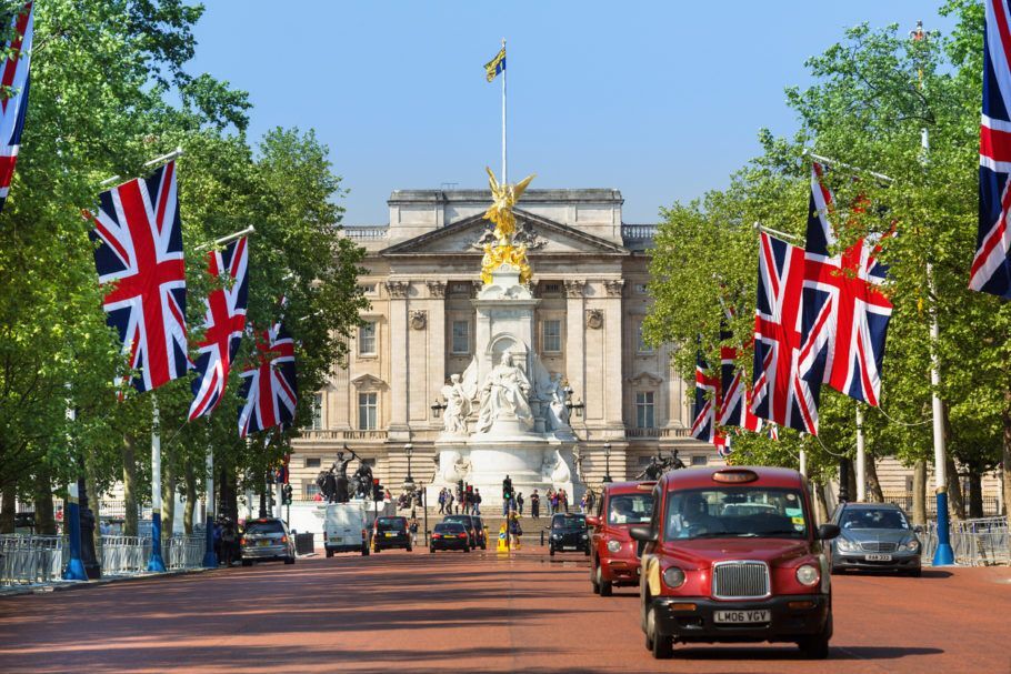 Vista do Palácio de Buckingham, em Londres