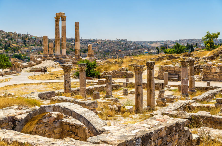 Ruínas de uma igreja bizantina nos arredores de Amã, na Jordânia