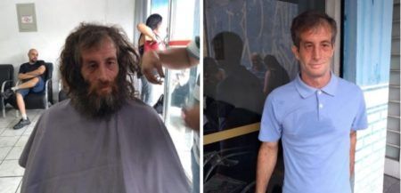 Antes e depois: transformação emocionou funcionários de barbearia que recebeu o ex-morador de rua