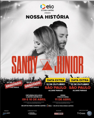 Sandy e Junior anunciam mais dois shows extras em São Paulo