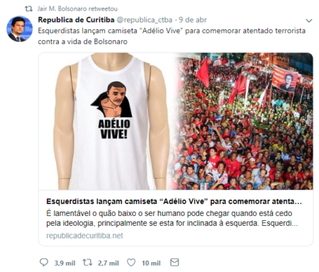 Tweet que Bolsonaro poderia trocar por uma menção ao músico fuzilado pelo Exército