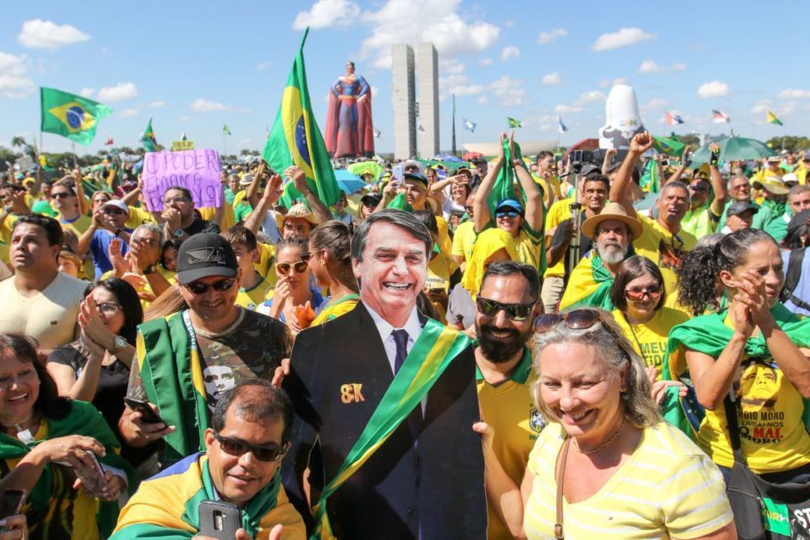 Manifestação a favor do governo Bolsonaro na Esplanada dos Ministérios