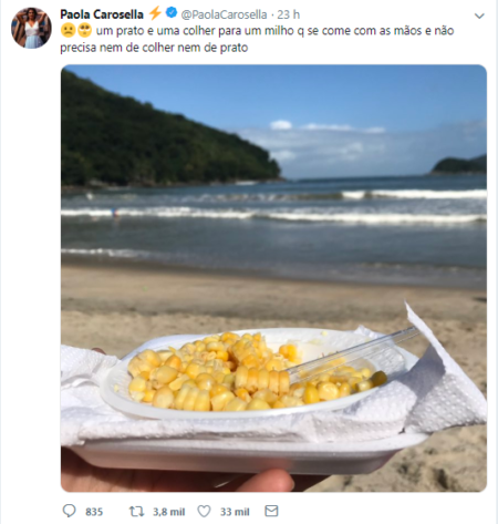 Paola Carosella faz post sobre espiga de milho e viraliza