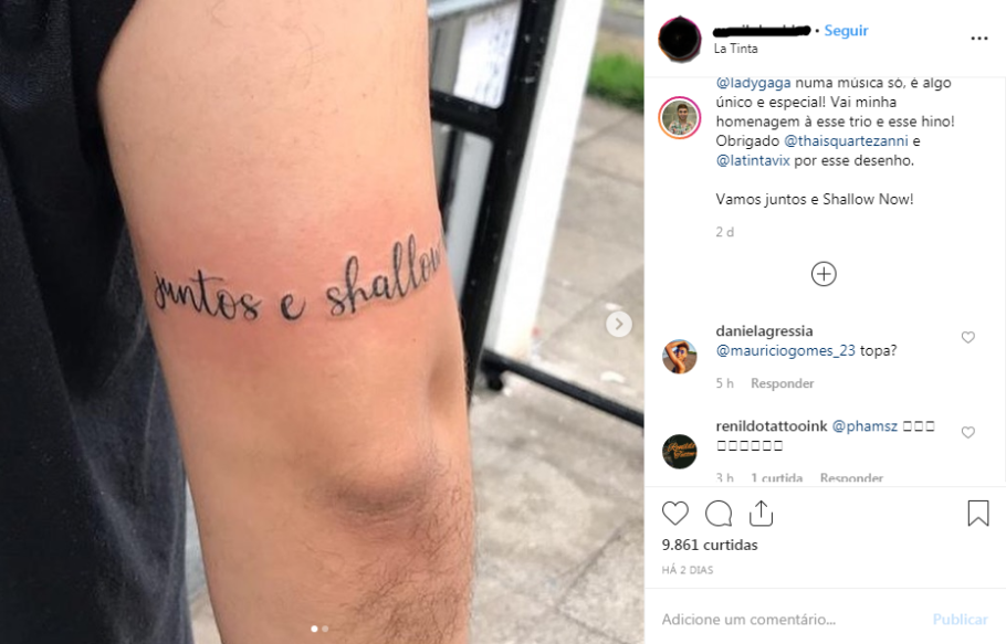 Brasileiro faz tatuagem de “Juntos e shallow now”