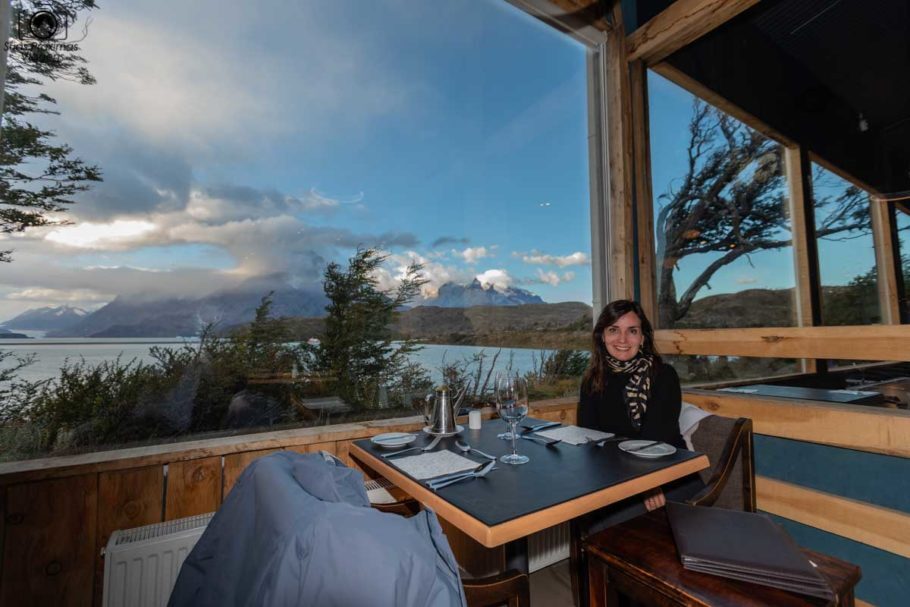 Vista do restaurante do Hotel Lago Grey, Torres del Paine