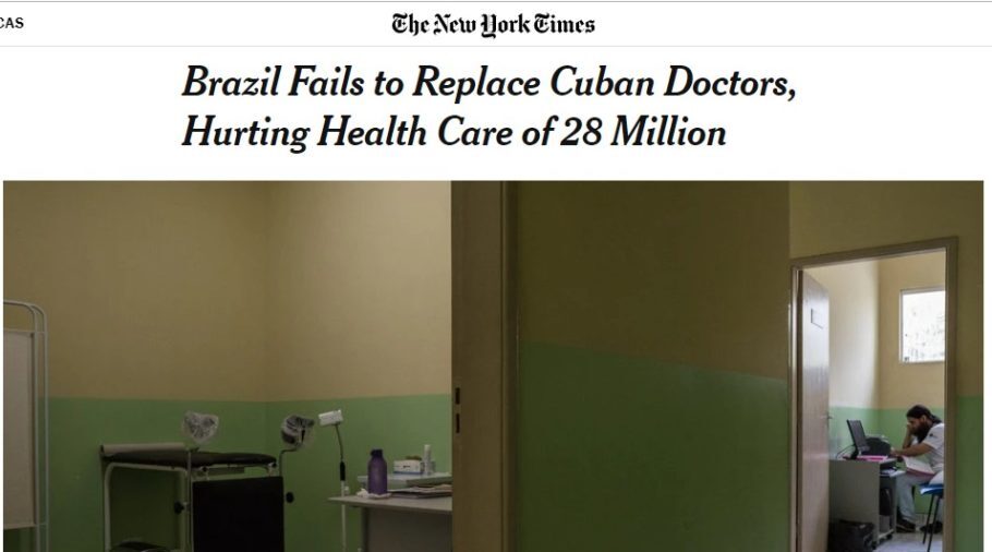 O jornal americano diz que o governo Bolsonaro falhou em substituir os médicos cubanos do Programa Mais Médicos