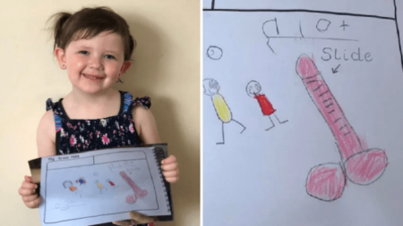 O desenho da pequena Amelia Barnhouse, 4 anos, mais se parecia com um pênis