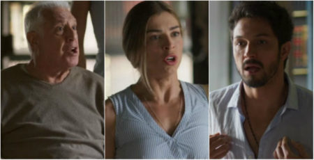 Alberto, Paloma e Marcos protagonizaram cena de assédio sexual em “Bom Sucesso”, da Globo