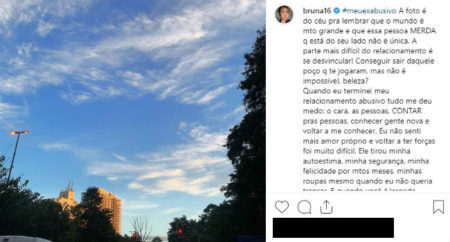 Atriz Bruna Carvalho fez post sobre relacionamento abusivo