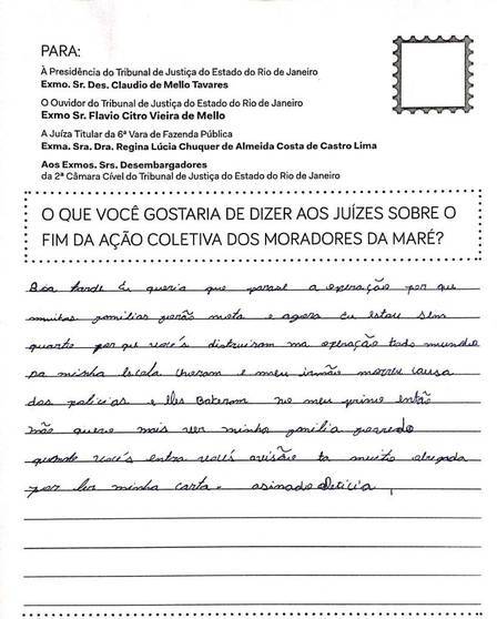 Mais de 1,5 mil cartas foram entregues à Justiça do Rio