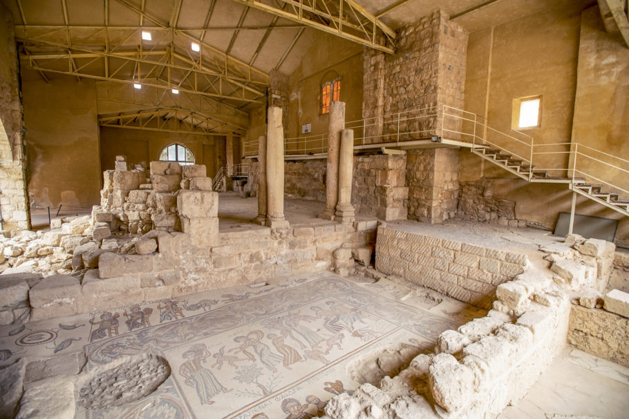 Mosaico no complexo do Parque e Museu Arqueológico de Madaba
