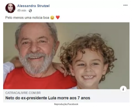 Lula processa mulher que comemorou a morte de seu neto