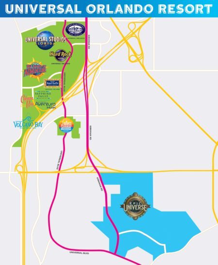Mapa mostra onde ficará o Universals Epic Universe, mais novo parque da Universal em Orlando