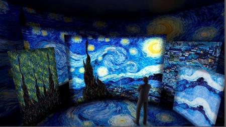 Projeto da exposição imersiva “Paisagens de Van Gogh”, que leva o visitante para dentro de obras marcantes do pintor, como “A Noite Estrelada”