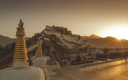 Cenário da sessão de fotos oferecida pelo hotel Shangri-La Lhasa