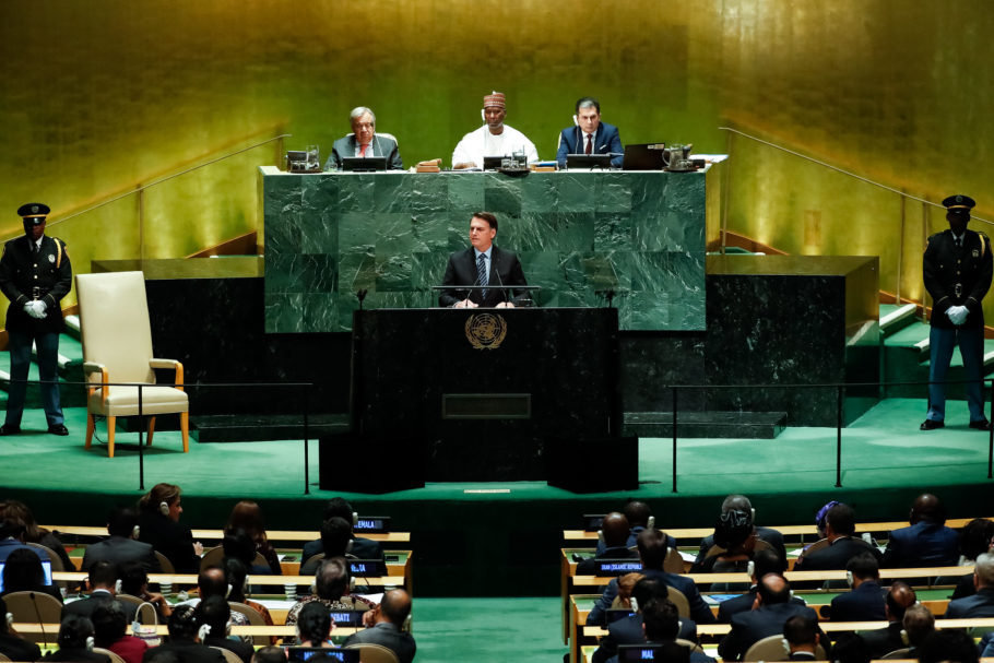 Presidente Jair Bolsonaro discursa na abertura da 74ª Sessão da Assembleia Geral das Nações Unidas, em Nova York