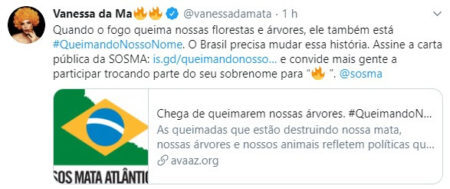 Vanessa da Mata aderiu à campanha