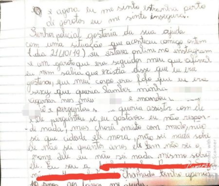 Menina de 10 anos envia carta à polícia pedindo ajuda após assédio sexual