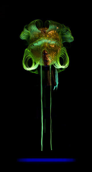 Muito chique! Um dos destaques da mostra ‘ETNOS’ no Farol Santander é a máscara de medusa criada exclusivamente para Björk