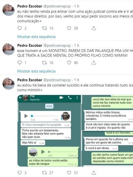 Troca de mensagens entre Alex e Pédro Escobar