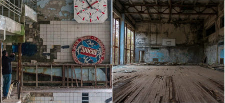 As primeiras fotos que foram tiradas de Pripyat e divulgadas pro mundo foram feitas no ginásio de esportes da cidade