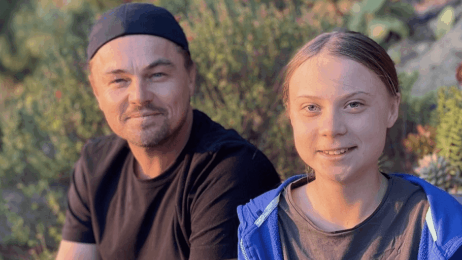 Os ativistas Leonardo DiCaprio e Greta Thunberg
