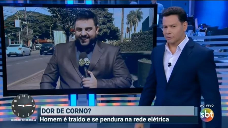 Apresentador Marcão do Povo e o repórter Felipe Macedo debocharam do homem durante telejornal do SBT