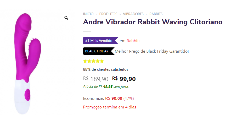 De R$ 189,90 por R$ 99,90 (47% de desconto)