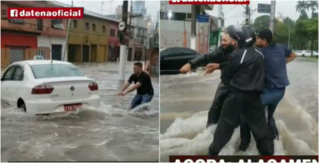 Taxista foi resgatado de enchente na zona norte de São Paulo por cinegrafistas que estavam no local
