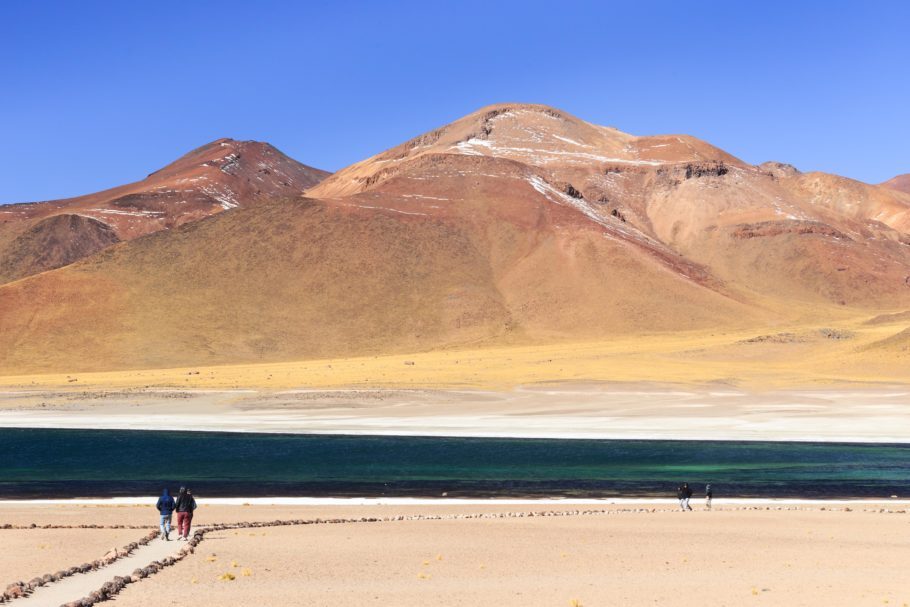 Vista das Lagunas Altiplanicas, em San Pedro de Atacama, no norte do Chile