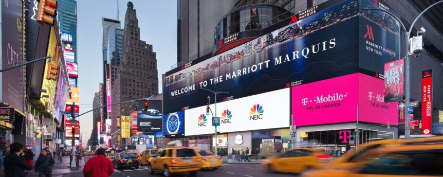 Fachada do Marriott Marquis , que fica no coração da Times Square