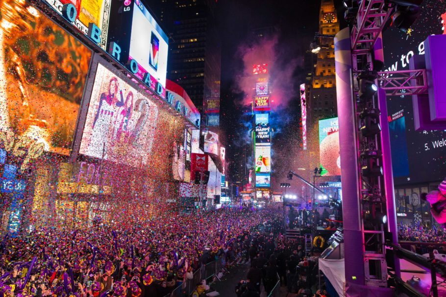 A festa de ano novo na Times Square