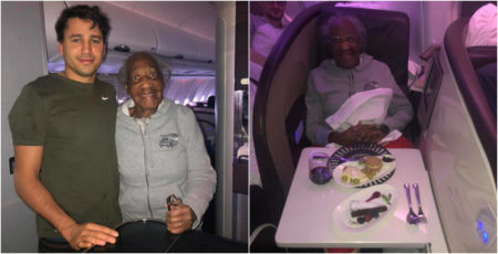 Jack realizou o sonho de Violet, de 88 anos de idade, durante voo para Londres