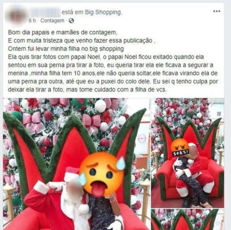 Mãe denuncia Papai Noel de shopping por assediar sua filha em MG