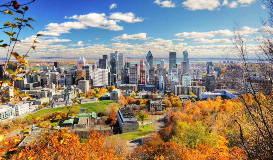 Vista panorâmica de Montreal, a maior cidade da província de Quebec, no Canadá