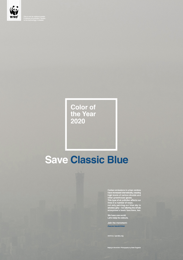 Campanha mostra como o azul clássico tem perdido espaço para o cinza poluição
