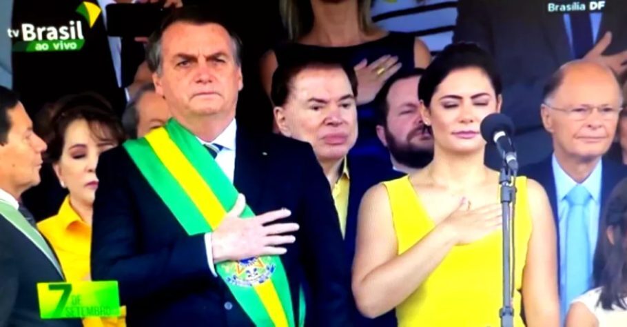 Silvio Santos (SBT) e Edir Macedo (Record) duranta a posse de Jair Bolsonaro, em janeiro de 2019
