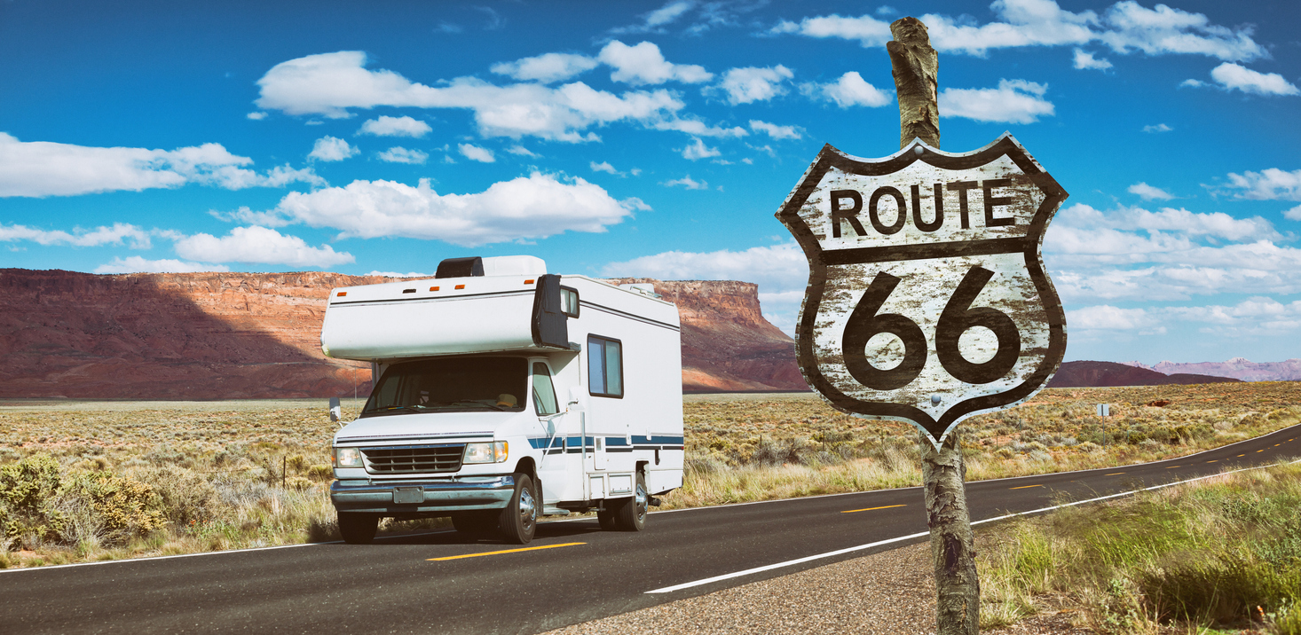 Driving motorhome through National Park USA on Route 66 – Grafissimo/iStock