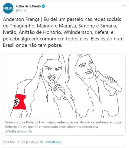 Maiara e Maraisa detonam colunista da Folha por associá-las ao nazismo