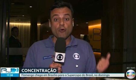 Entrada ao vivo de Eric Faria, na Globo, foi abafada por coro de xingamentos