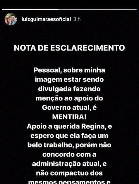 Comentário de Luiz Fernando Guimarães sobre post de Regina Duarte