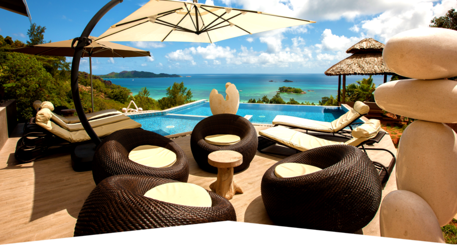 Vila com área privativa do Le Duc de Praslin, hotel sustentável com piscinas de água potável em Seychelles